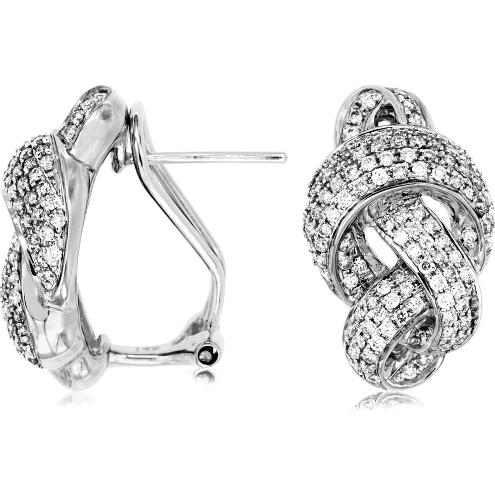 Royal Dazzling 14K White Gold Diamond Earrings - 0.88 Carat Total Weight