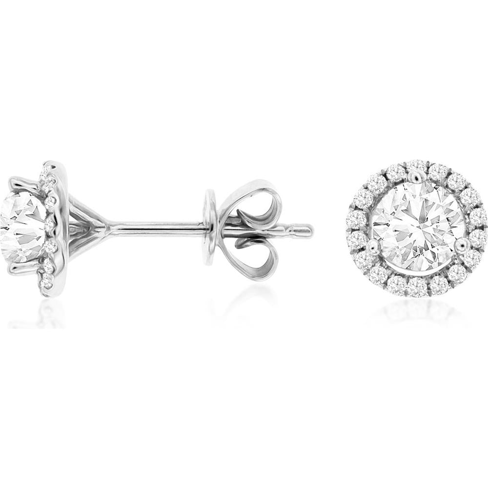 Royal Dazzling 14K White Gold Diamond Earrings - 1.00 Carat Total Diamond Weight
