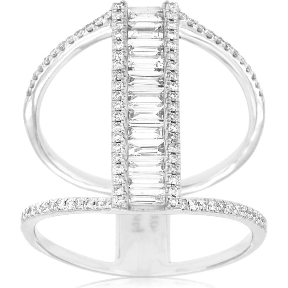Royal Dazzling 14K White Gold Diamond Ring - 0.82 Carat Total Diamond Weight
