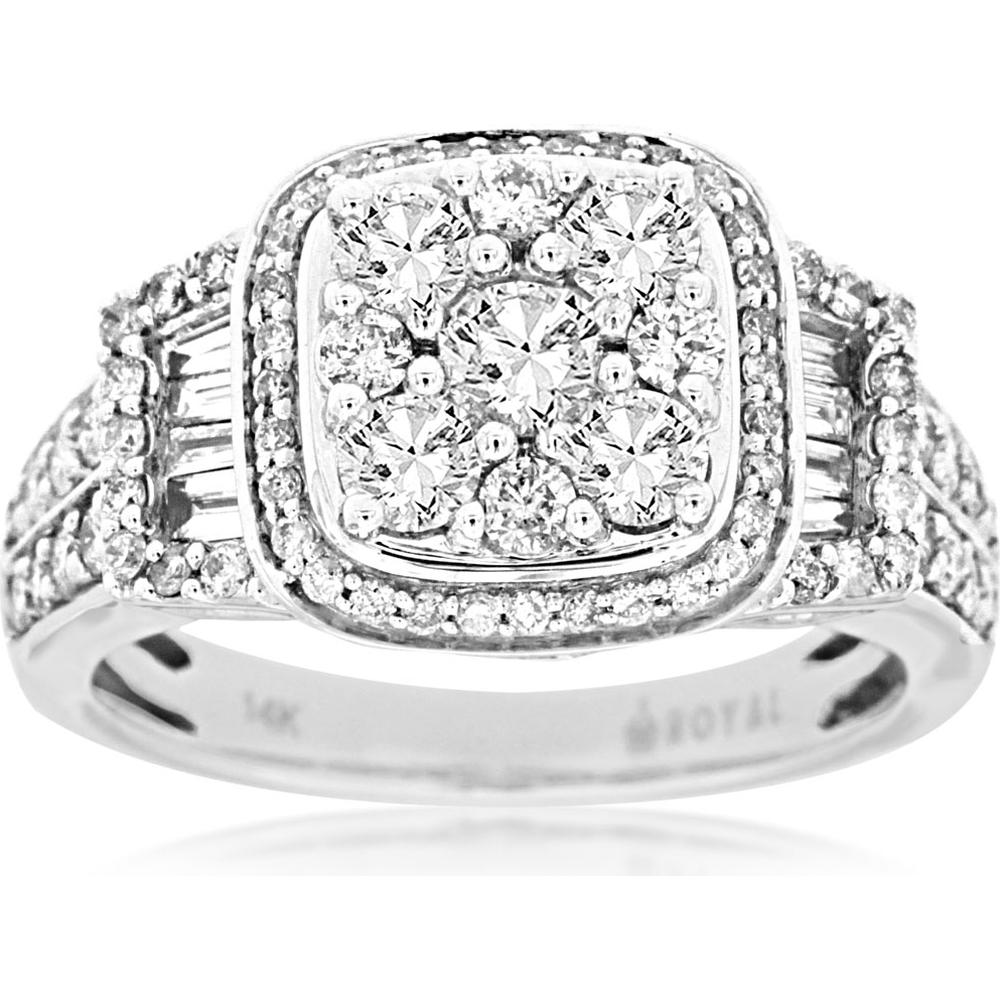 Royal Dazzling 14K White Gold Diamond Ring - 1.25 Carat