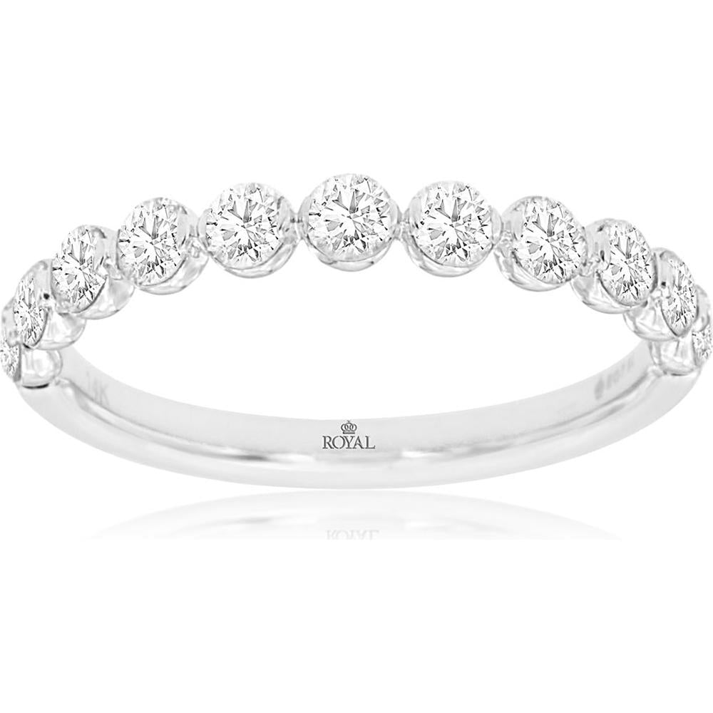 Royal Dazzling 14K White Gold Diamond Wedding Band - 0.75 Carat