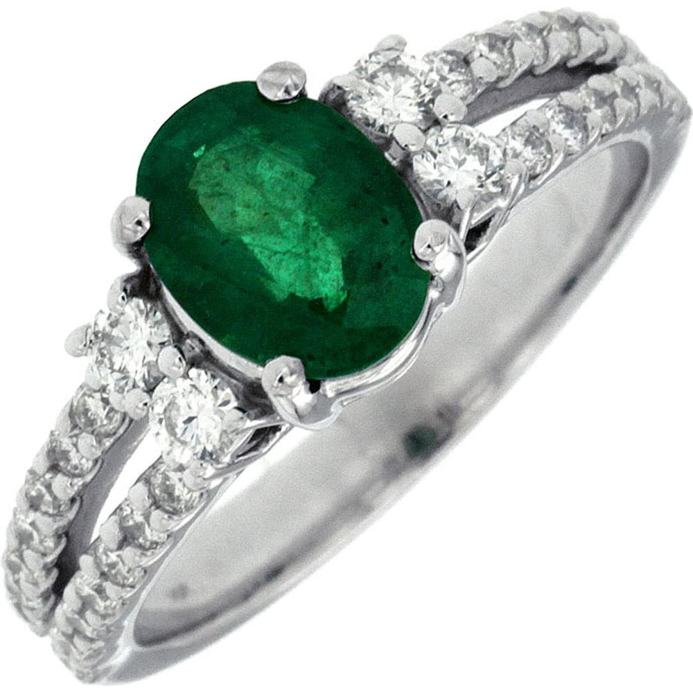 Royal Dazzling 14K White Gold Emerald & Diamond Ring - Exquisite Beauty