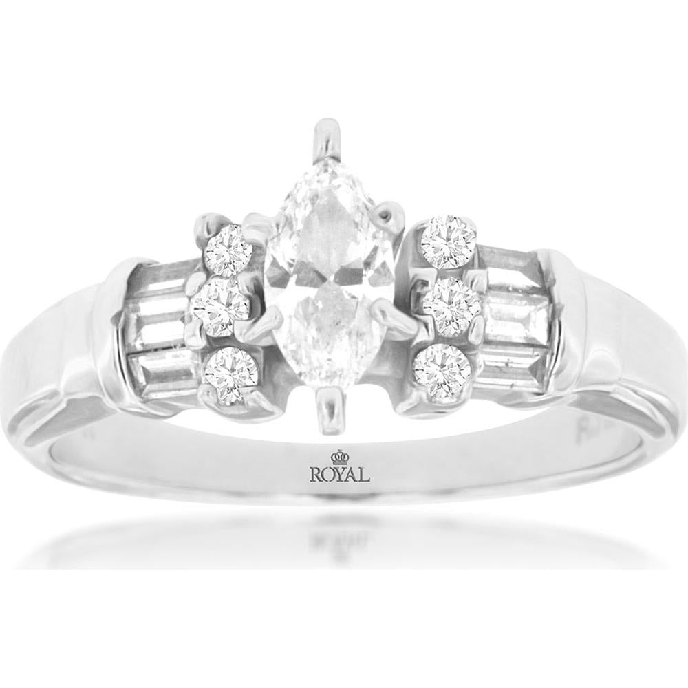 Royal Dazzling 14K White Gold Marquise Diamond Engagement Ring
