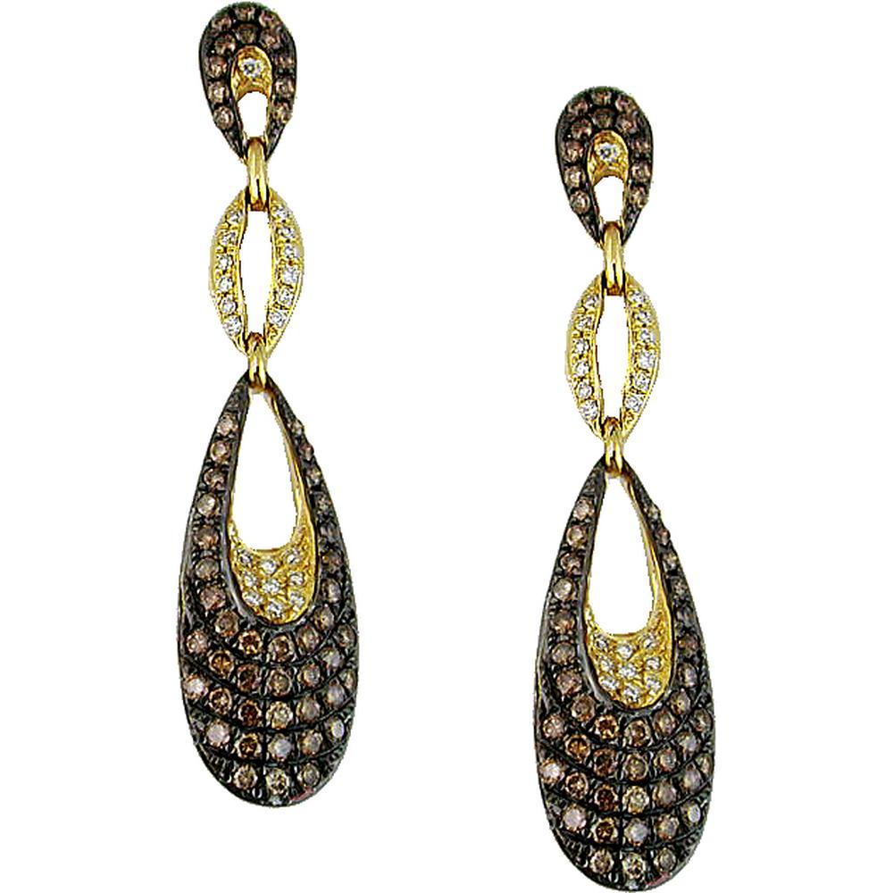 Royal Dazzling 14K Yellow Gold Diamond & Mocha Diamond Earrings