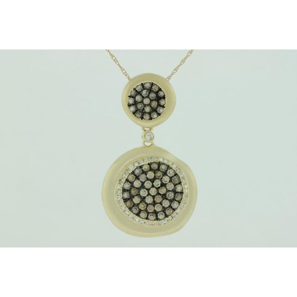 Royal Dazzling 14K Yellow Gold Diamond & Mocha Diamond Pendant