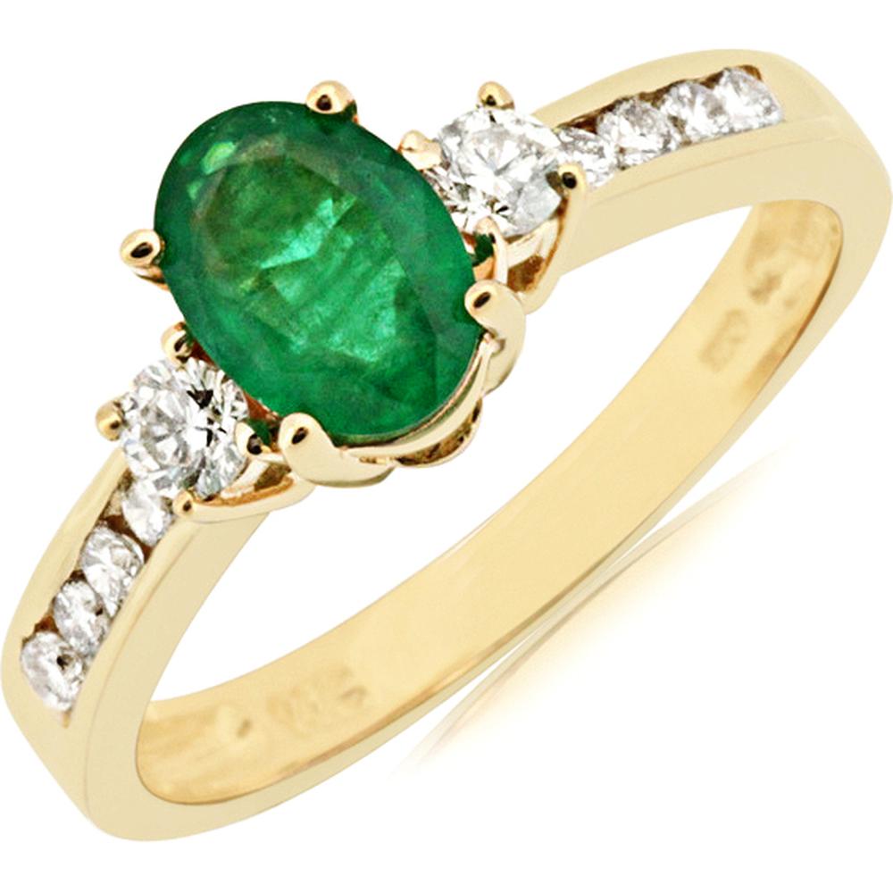 Royal Dazzling 14K Yellow Gold Emerald & Diamond Ring