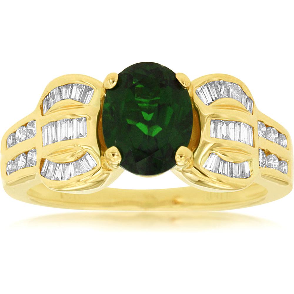Royal Dazzling 14K Yellow Gold Russalite and Diamond Oval Ring