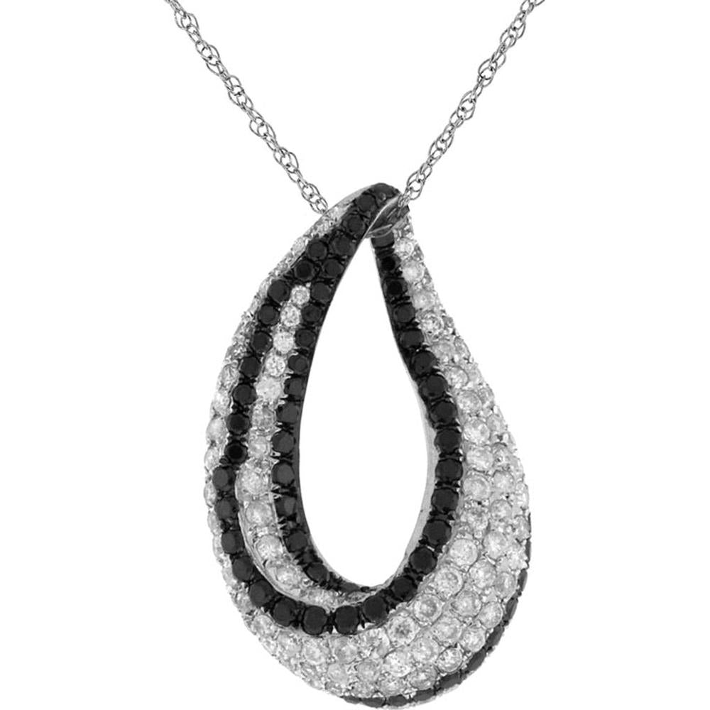 Royal Dazzling Contrast: 14K White Gold Diamond & Black Diamond Pendant