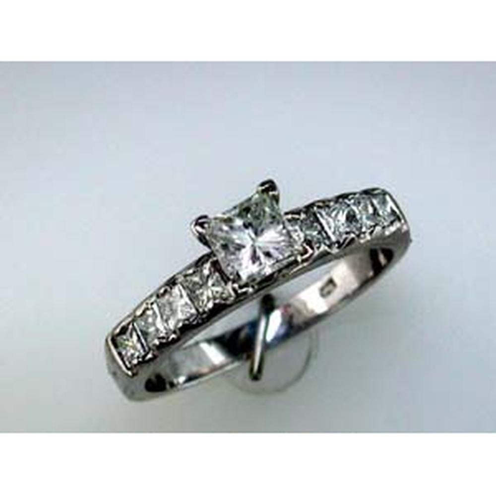 Royal Dazzling Princess-Cut Diamond Engagement Ring in 14K White Gold