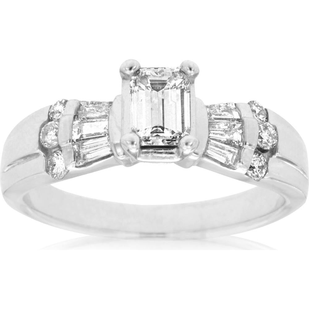 Royal Dazzling Princess Cut Diamond Engagement Ring in 14K White Gold