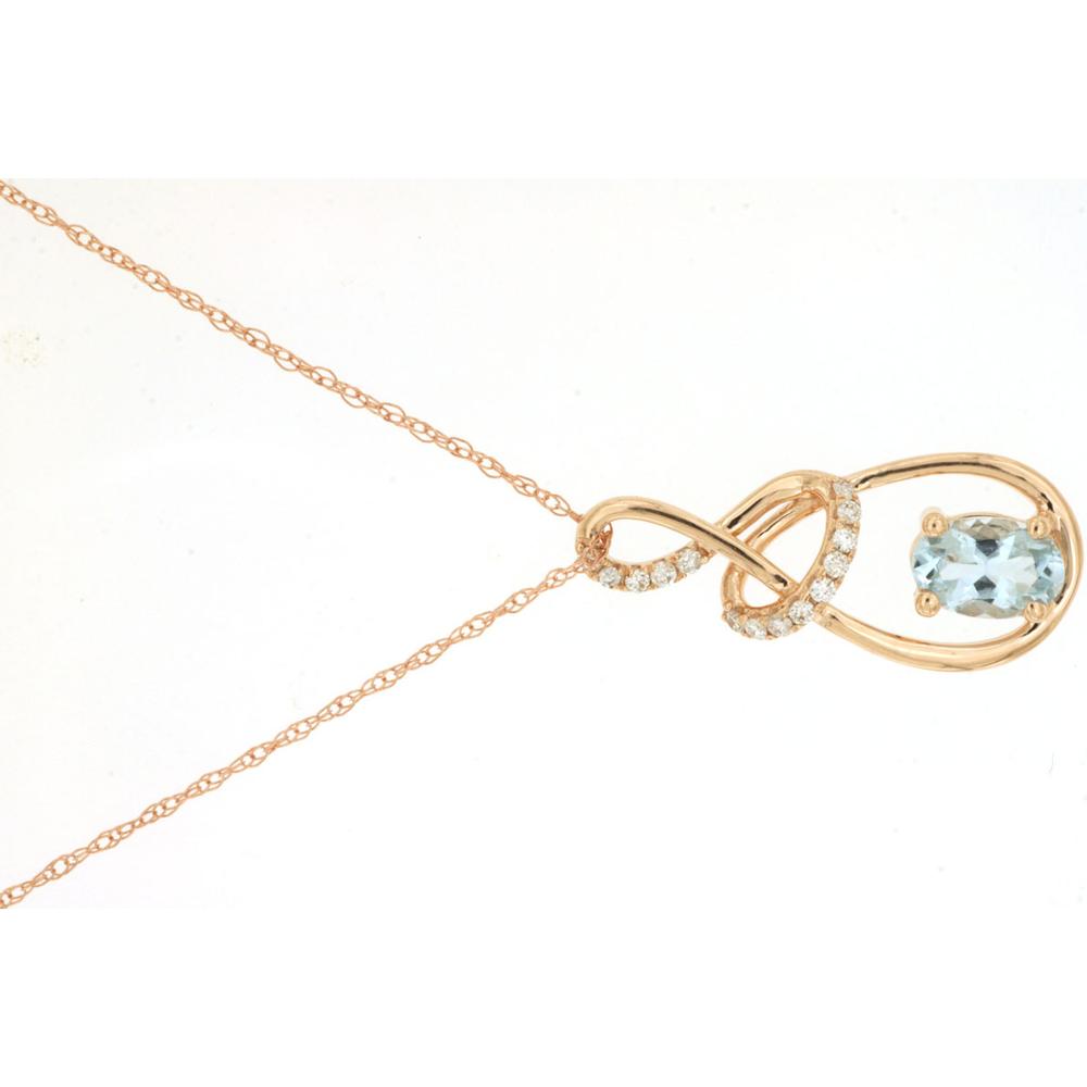 Royal Elegant 14K Rose Gold Aquamarine & Diamond Pendant - Serene Oceanic Beauty