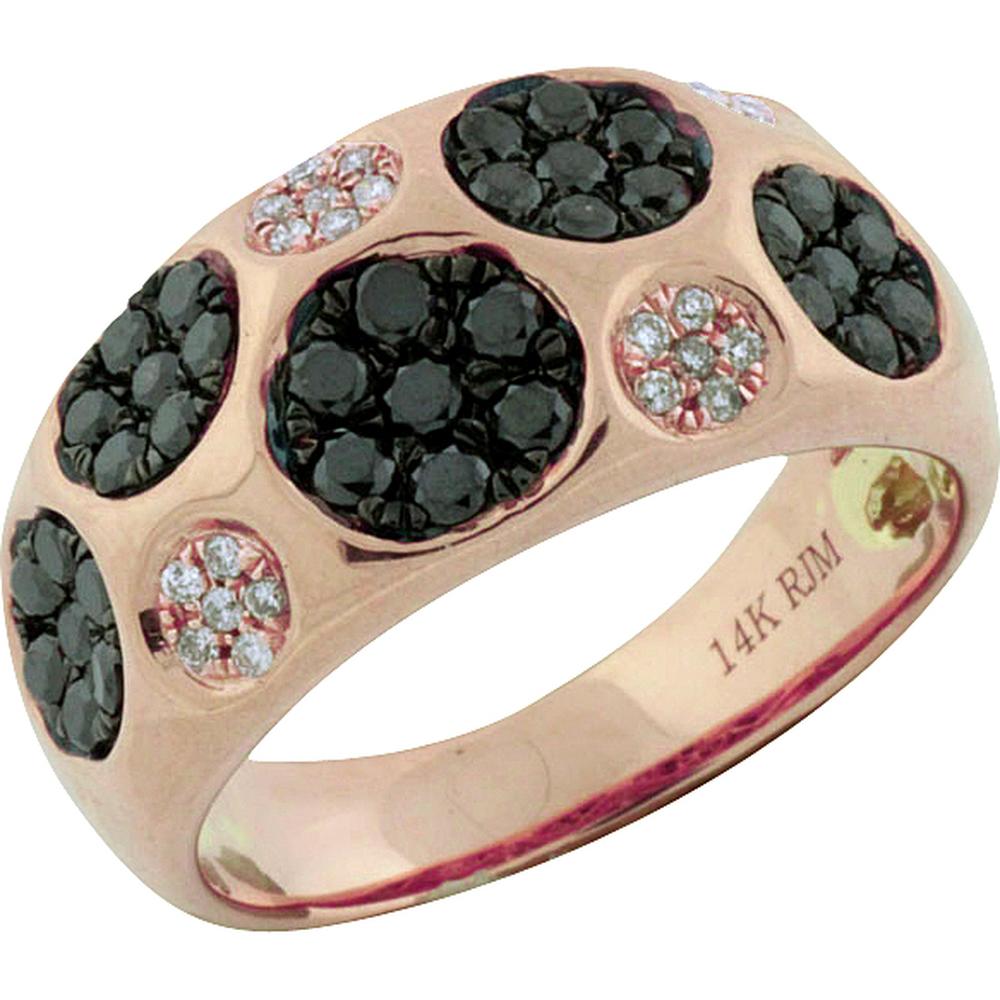 Royal Elegant 14K Rose Gold Black Diamond and Diamond Ring - 0.73 Carat Black Diamond, 0.12 Carat Total Diamond Weight