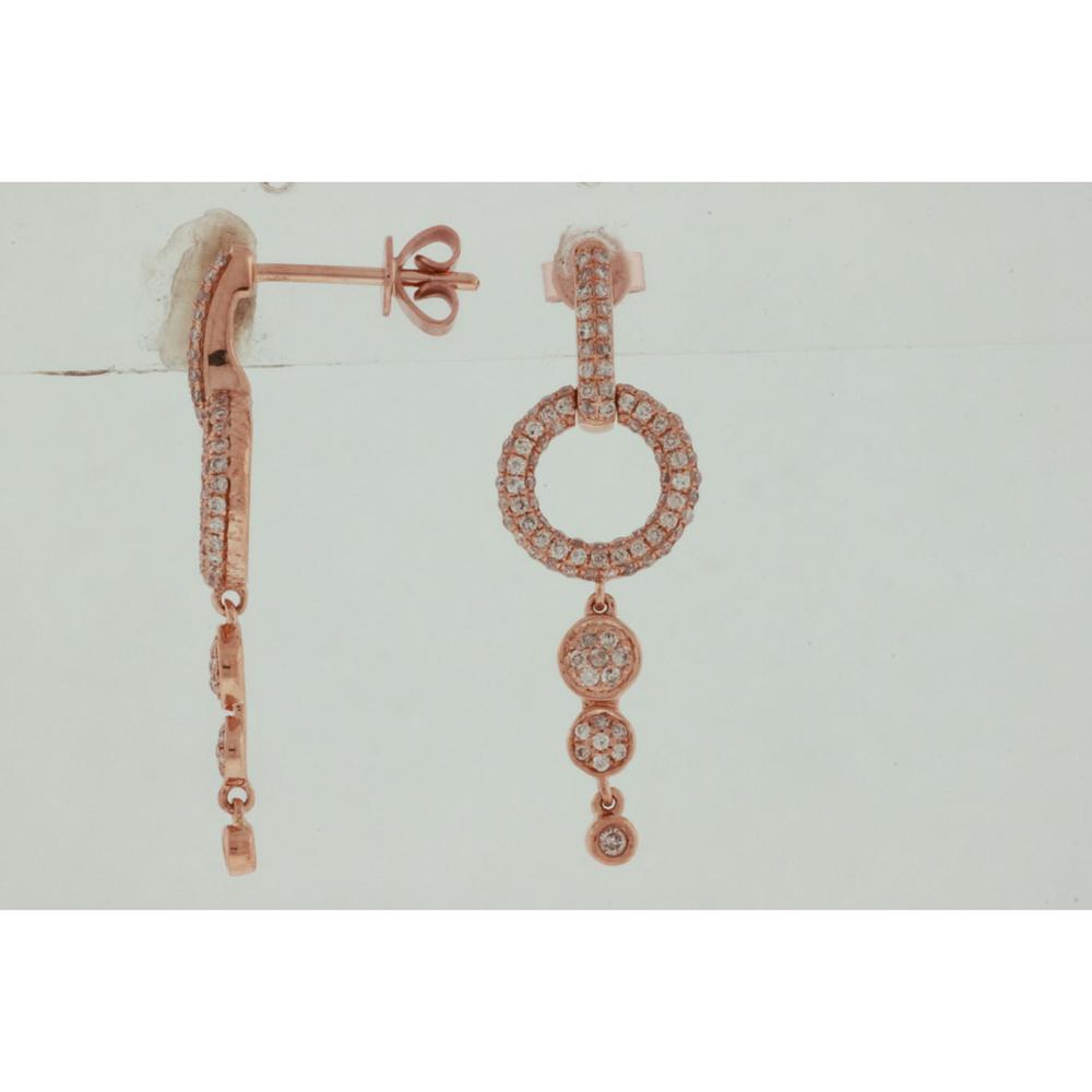 Royal Elegant 14K Rose Gold Diamond Earrings - 0.62 Carat Total Diamond Weight