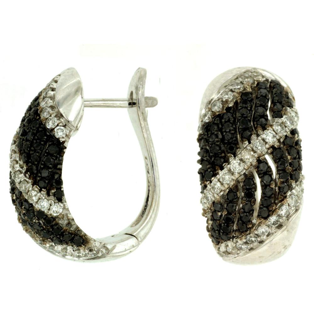 Royal Elegant 14K White Gold Black and White Diamond Earrings - 0.36 Carat Total Diamond Weight