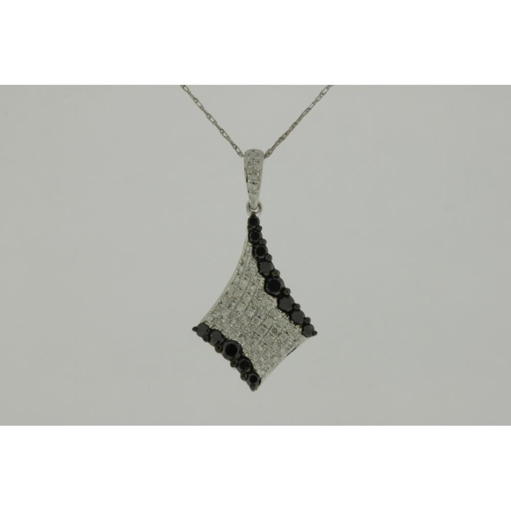 Royal Elegant 14K White Gold Black and White Diamond Pendant