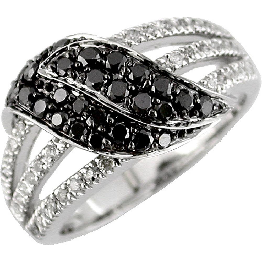 Royal Elegant 14K White Gold Black Diamond & Diamond Ring