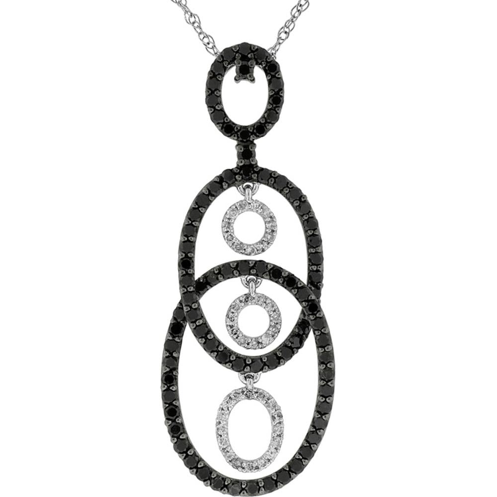 Royal Elegant 14K White Gold Black Diamond Pendant - Timeless Beauty