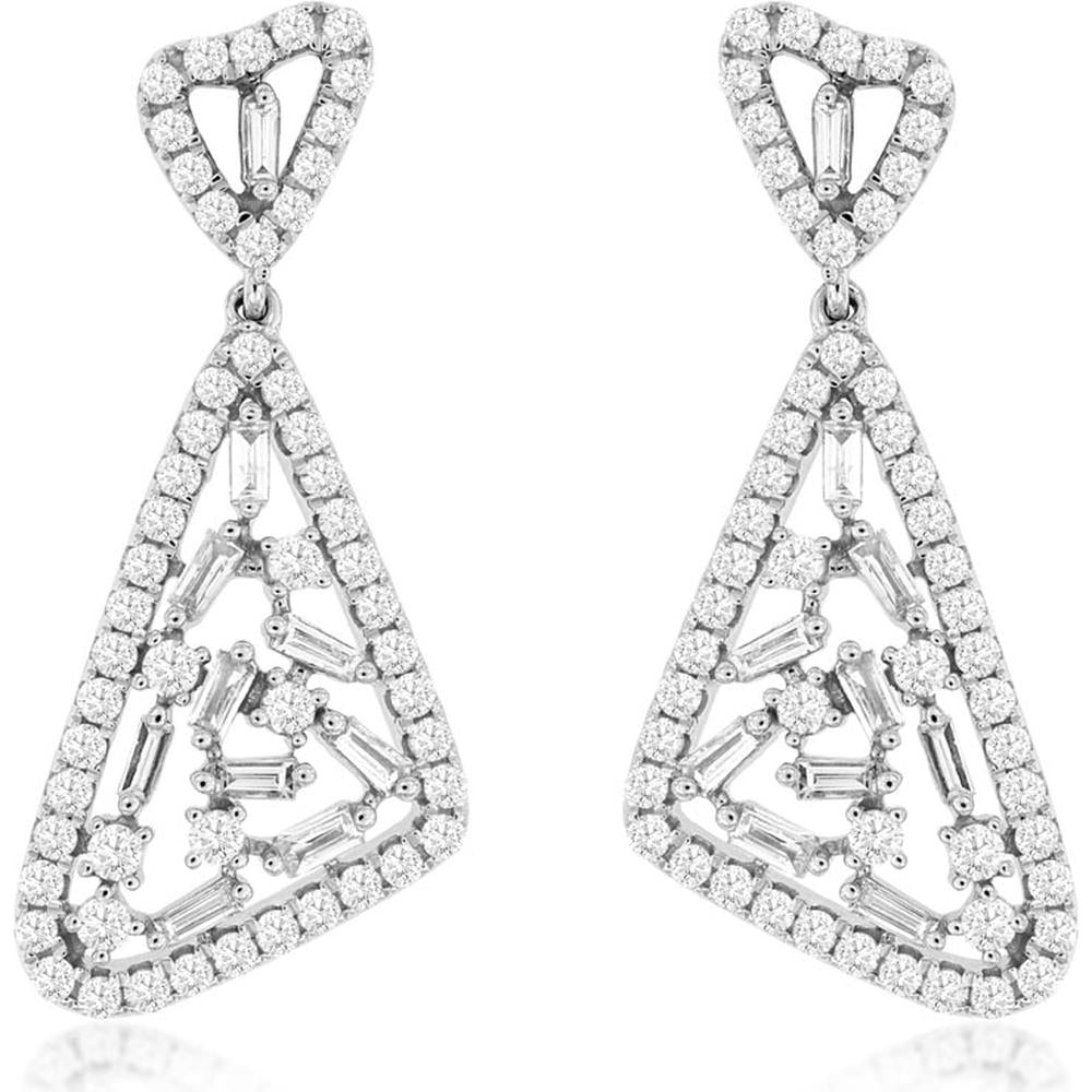 Royal Elegant 14K White Gold Diamond Earrings - 1.23 Carat Total Diamond Weight