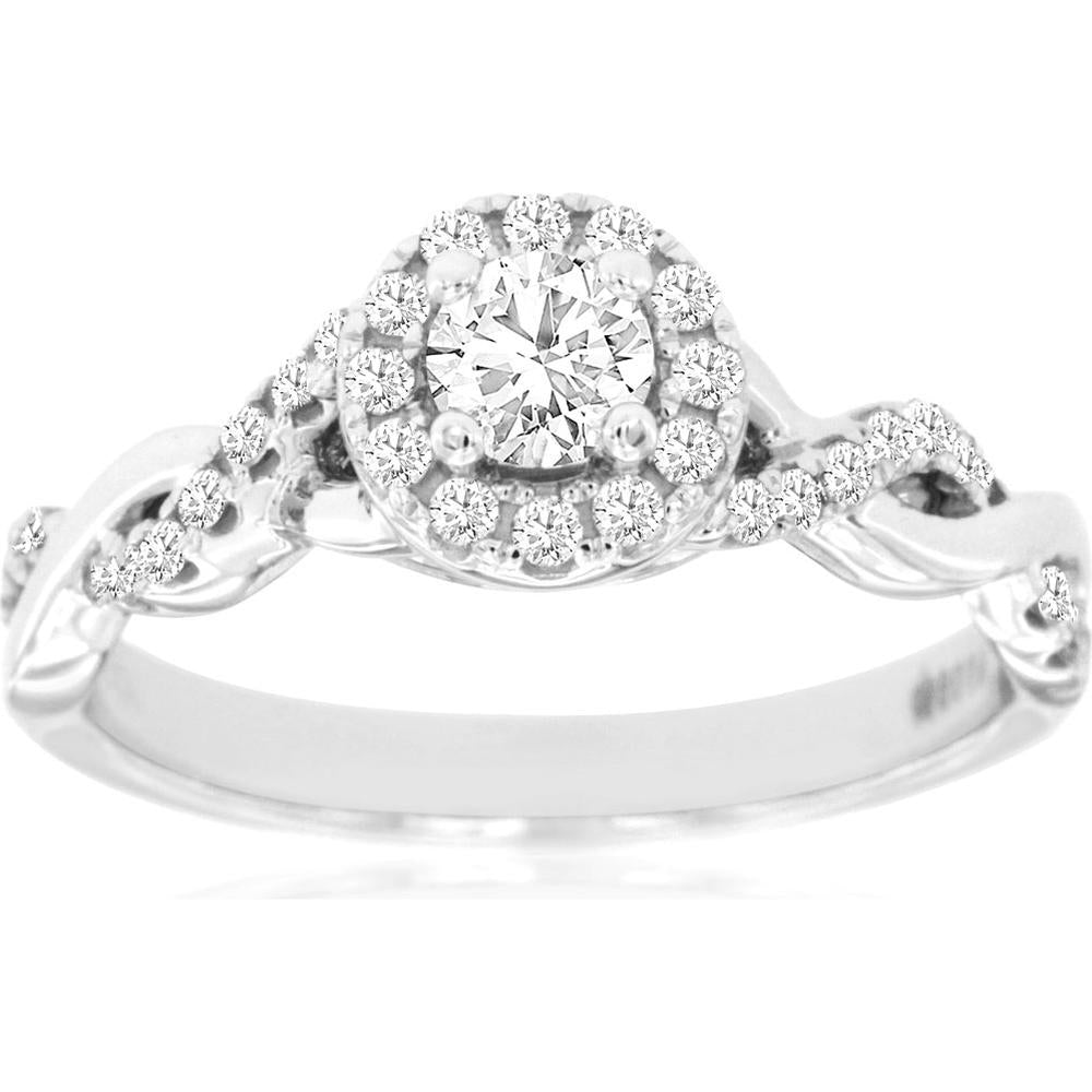 Royal Elegant 14K White Gold Diamond Engagement Ring - 0.50 Carat
