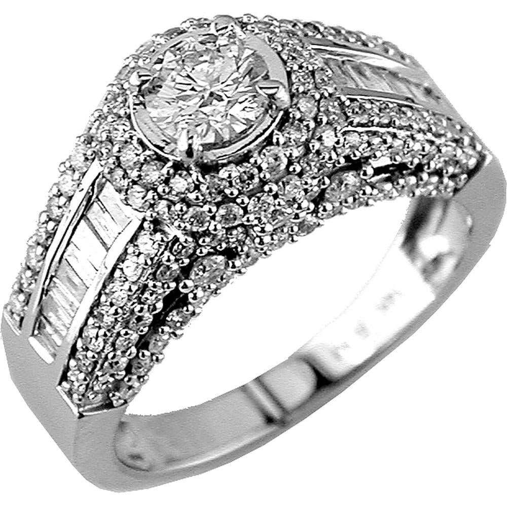 Royal Elegant 14K White Gold Diamond Engagement Ring with Round Center Diamond - 0.28 Carat Total Diamond Weight