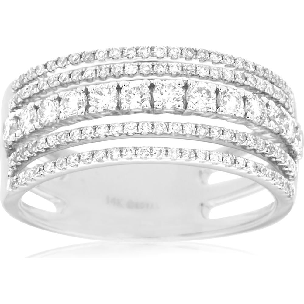 Royal Elegant 14K White Gold Diamond Ring with 0.88 Carat Sparkling Diamond
