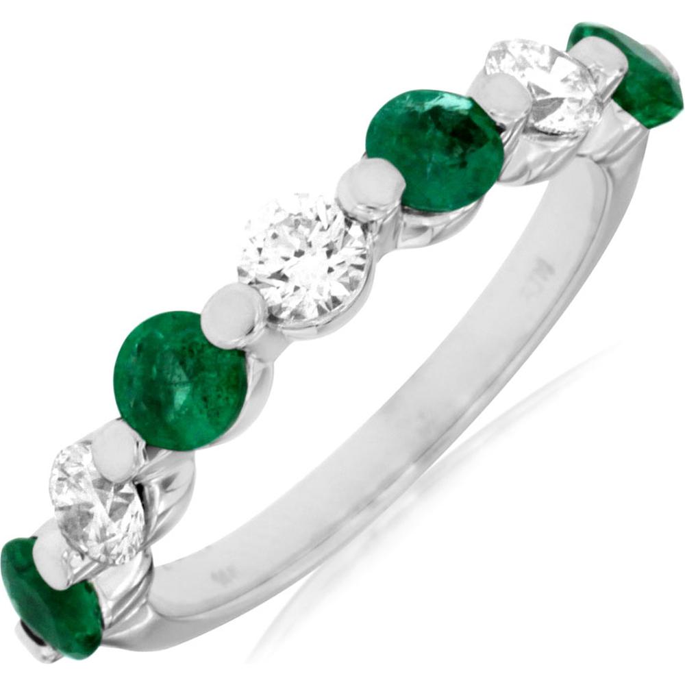 Royal Elegant 14K White Gold Emerald and Diamond Ring - 1.45 Total Carat Weight
