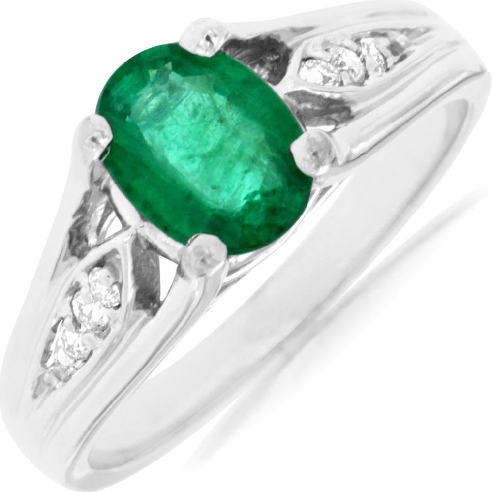 Royal Elegant 14K White Gold Emerald and Diamond Ring - Timeless Beauty