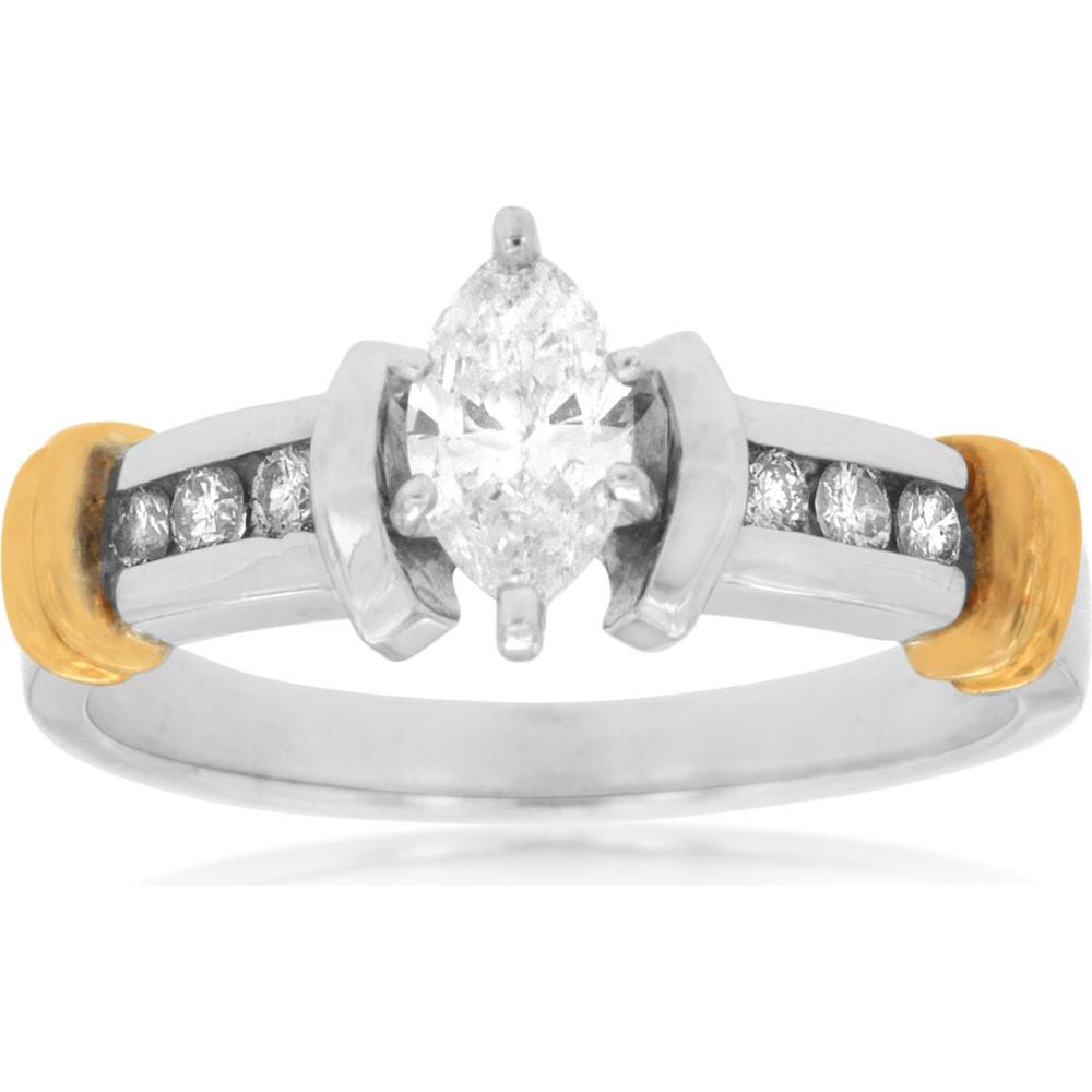Royal Elegant 14K White Gold Marquise Diamond Engagement Ring