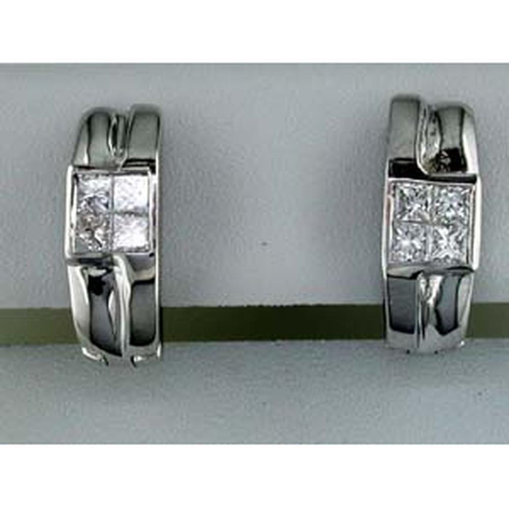 Royal Elegant 14K White Gold Princess Cut Diamond Earrings - 0.56 Carat Total Weight