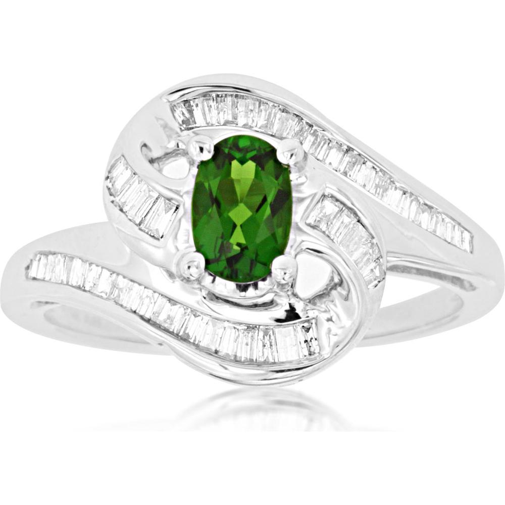 Royal Elegant 14K White Gold Russalite and Diamond Halo Ring