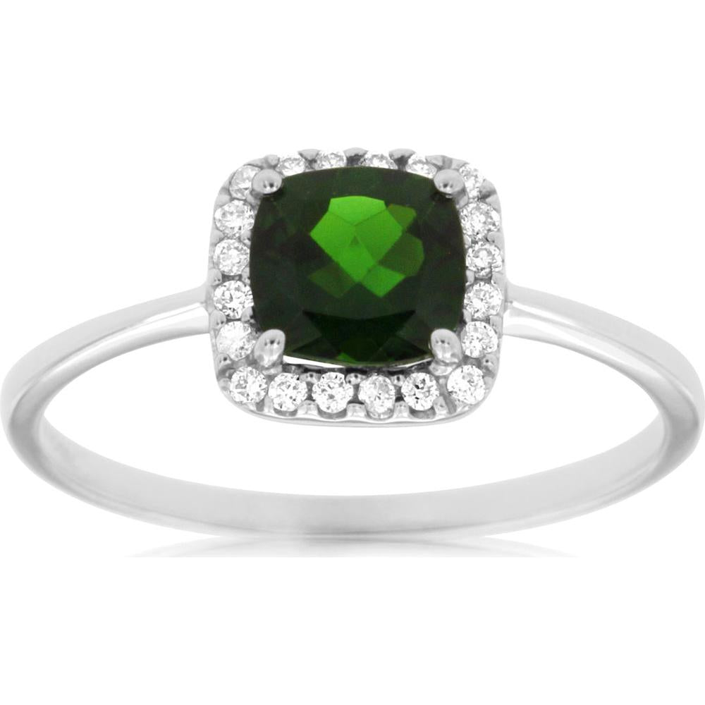 Royal Elegant 14K White Gold Russalite & Diamond Ring - Captivating Ocean Blue Brilliance