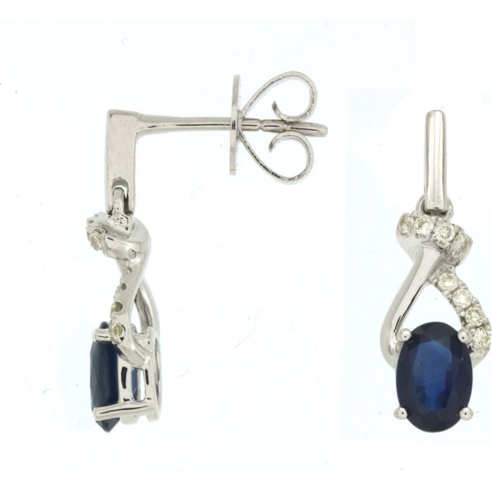 Royal Elegant 14K White Gold Sapphire and Diamond Halo Earrings