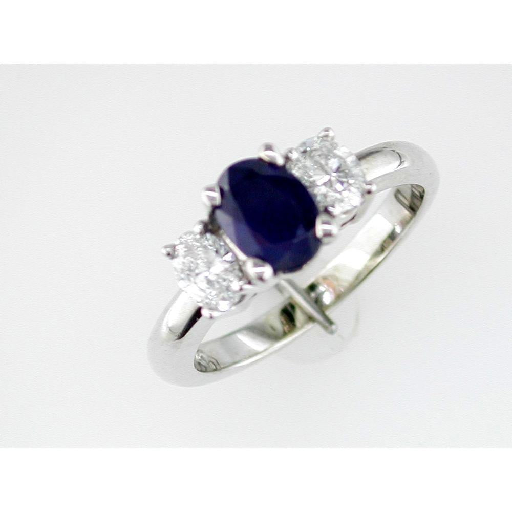 Royal Elegant 14K White Gold Sapphire and Diamond Ring