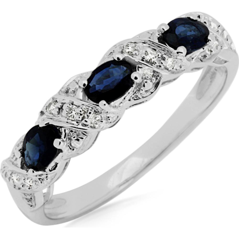 Royal Elegant 14K White Gold Sapphire and Diamond Ring