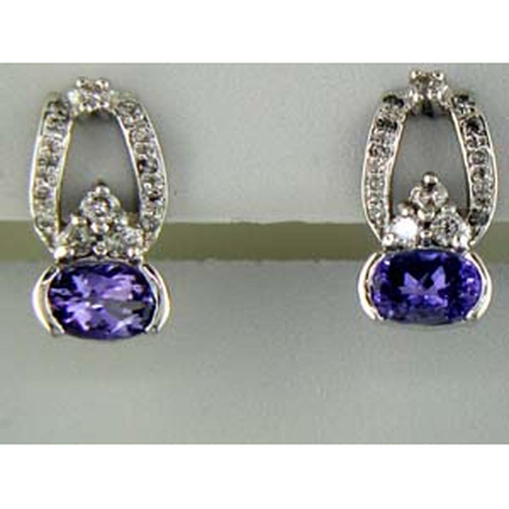 Royal Elegant 14K White Gold Tanzanite & Diamond Earrings - 0.80 Carat Total Gem Weight