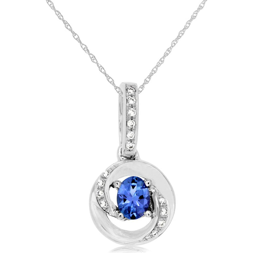 Royal Elegant 14K White Gold Tanzanite & Diamond Pendant