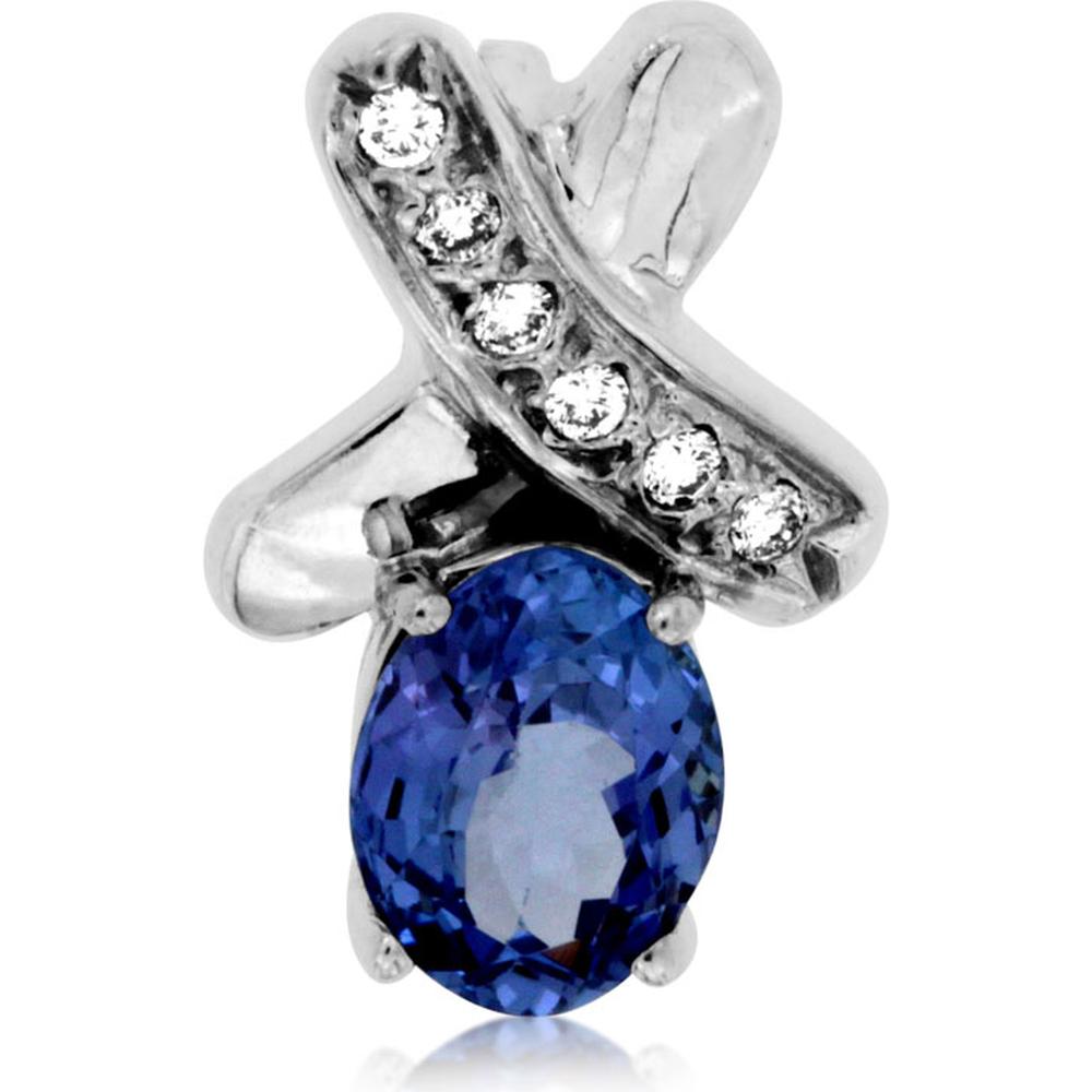 Royal Elegant 14K White Gold Tanzanite and Diamond Pendant
