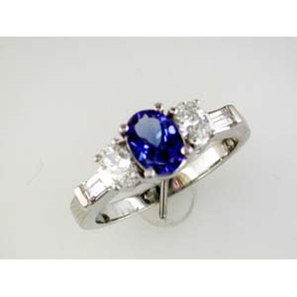 Royal Elegant 14K White Gold Tanzanite and Diamond Ring - 0.75 Carat Total Gem Weight
