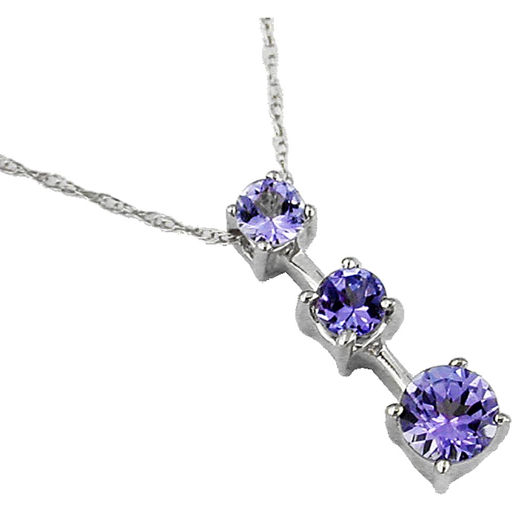 Royal Elegant 14K White Gold Tanzanite Pendant - Exquisite Oval Trio