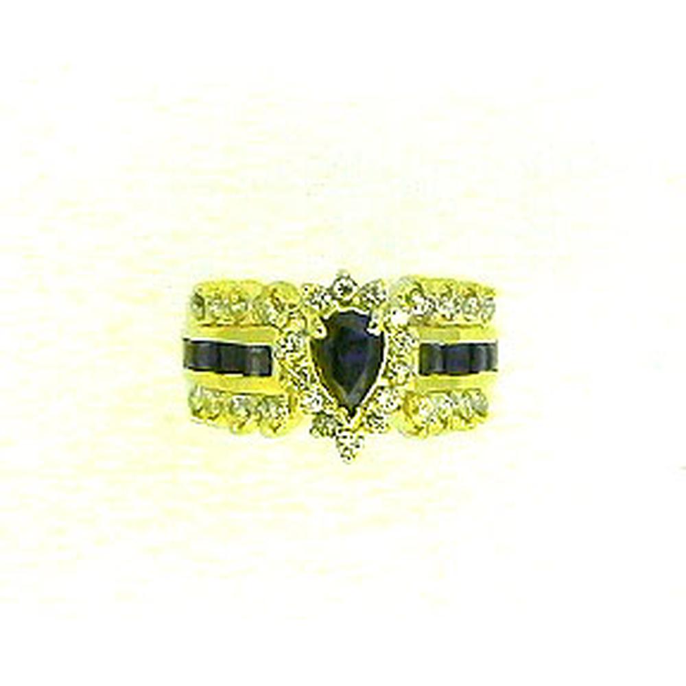 Royal Elegant 14K Yellow Gold Sapphire & Diamond Ring - 1.30 Carat Sapphire, 0.80 Carat Diamonds