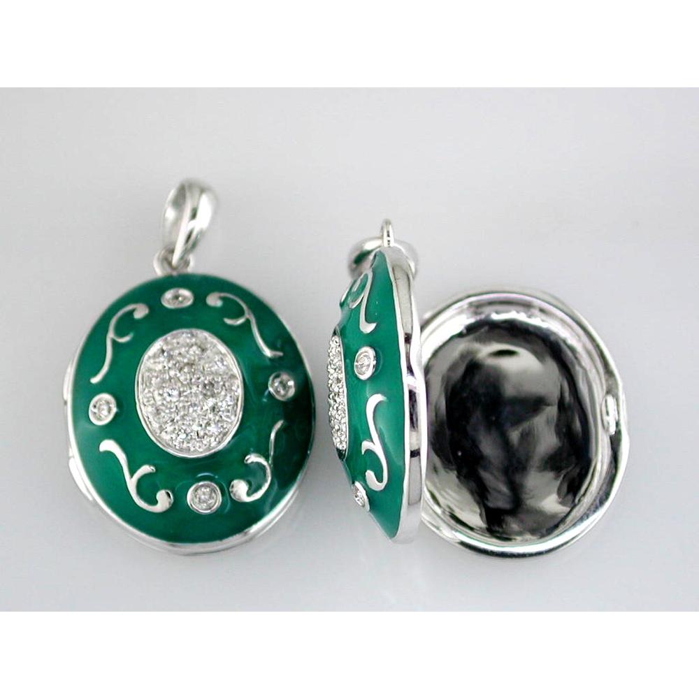 Royal Enamel Blossom 14K White Gold Diamond Pendant