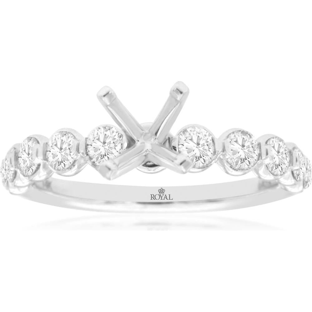 Royal Enchanted 14K White Gold Diamond Semi Mount Engagement Ring Setting