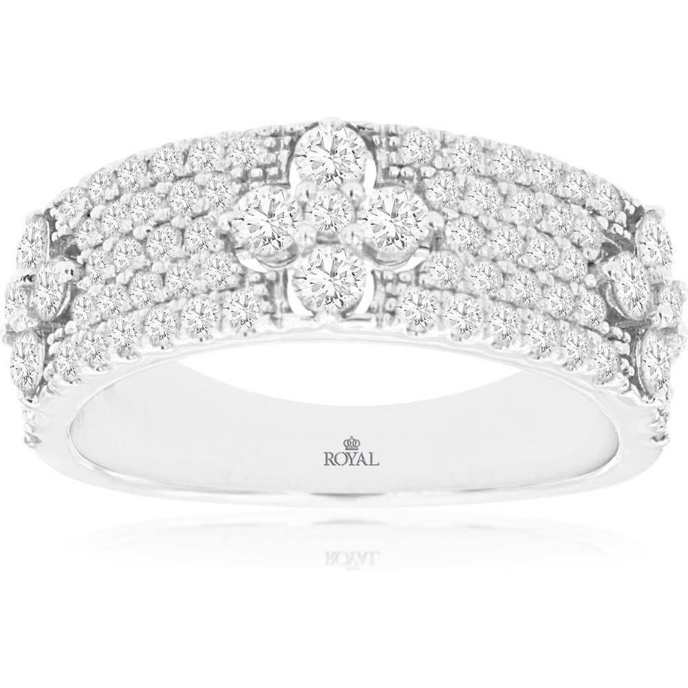 Royal Enchanted 14K White Gold Diamond Wedding Band - Symbol of Eternal Love