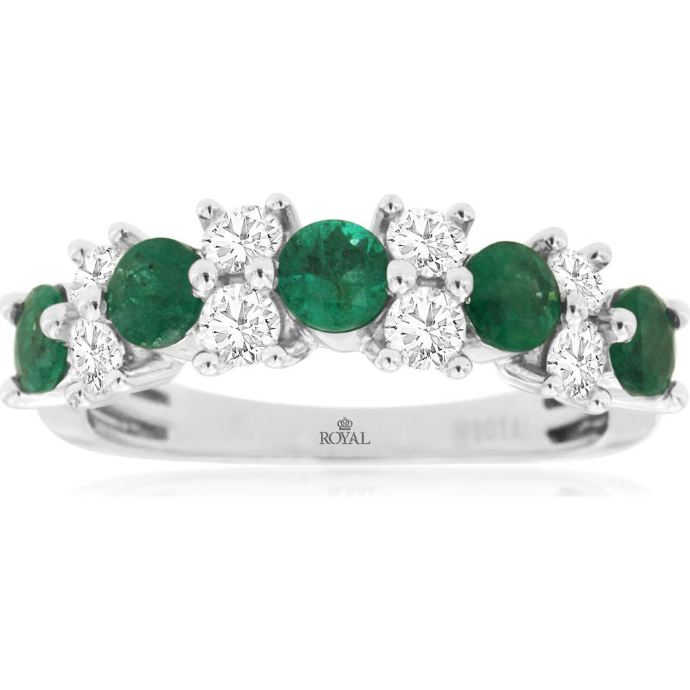 Royal Enchanted 14K White Gold Emerald & Diamond Ring - 1.40 Carat Total Gem Weight