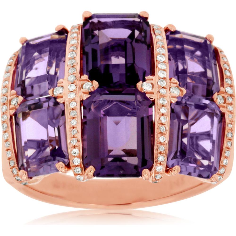 Royal Enchanted Beauty 14K Rose Gold Amethyst & Diamond Ring