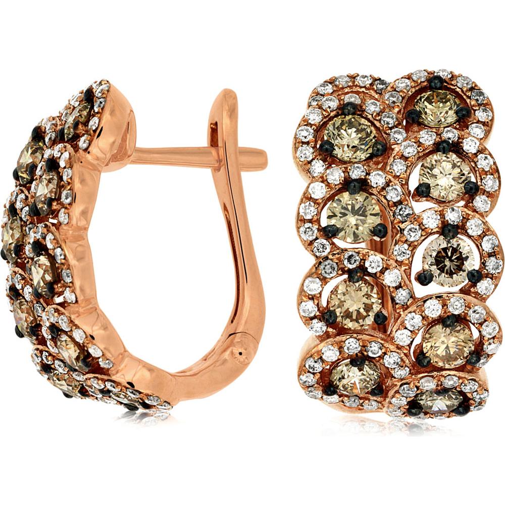 Royal Enchanted Rose - 14K Rose Gold Diamond & Mocha Diamond Earrings