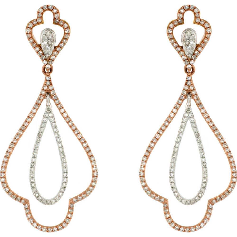 Royal Enchanted Rose: 14K Rose Gold Diamond Earrings - 1.14 Carat Total Diamond Weight