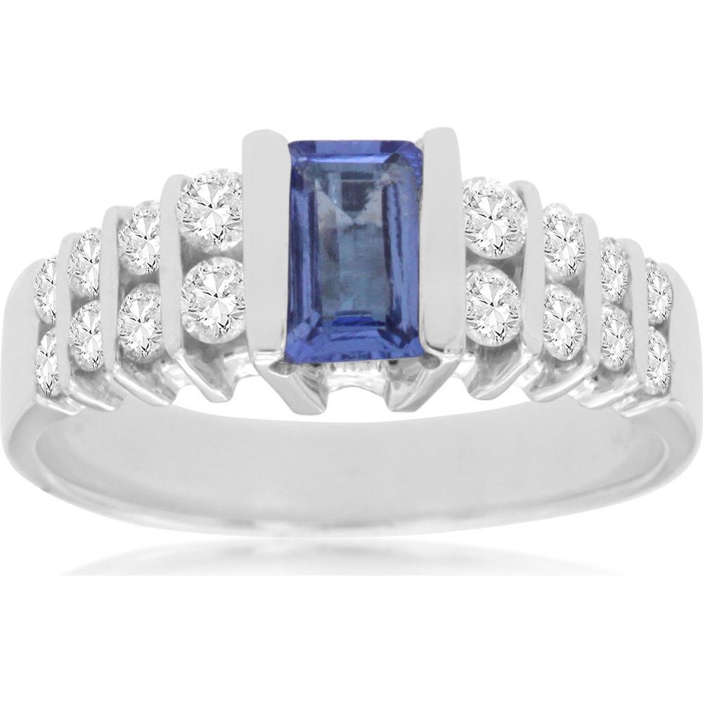 Royal Enchanted Tanzanite & Diamond Halo Ring in 14K White Gold
