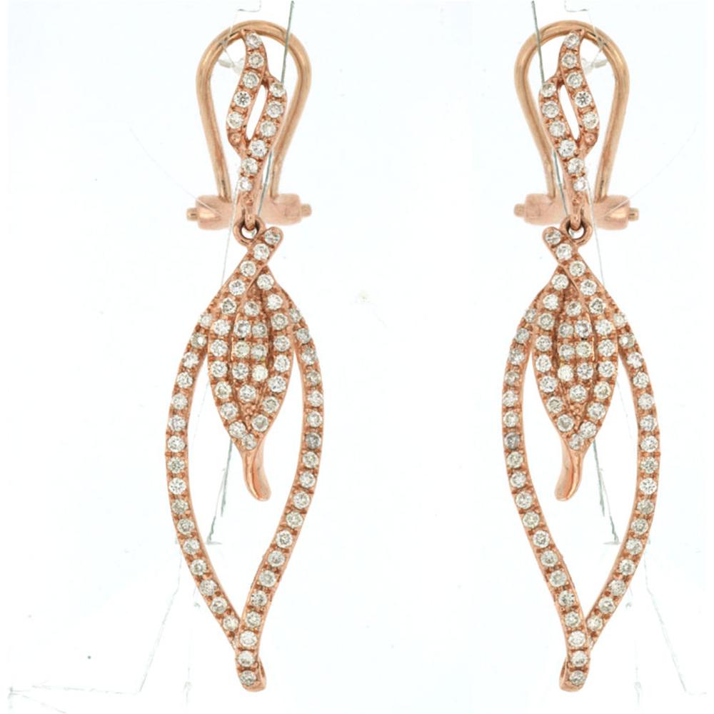 Royal Enchanting 14K Rose Gold Diamond Earrings - 0.60 Carat Total Diamond Weight