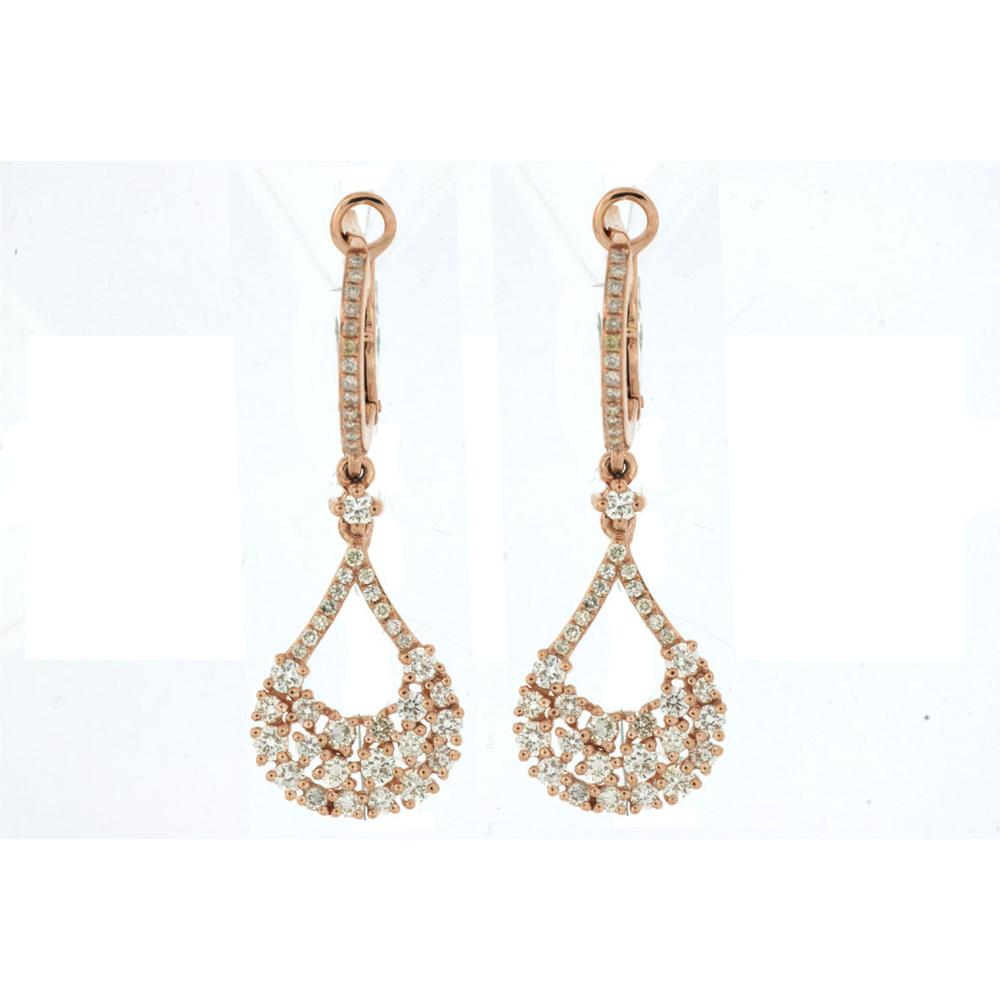 Royal Enchanting 14K Rose Gold Diamond Earrings - 1.07 Carat Total Weight